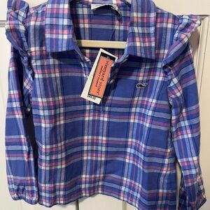 Adorable plaid flannel VV toddler girls shirt